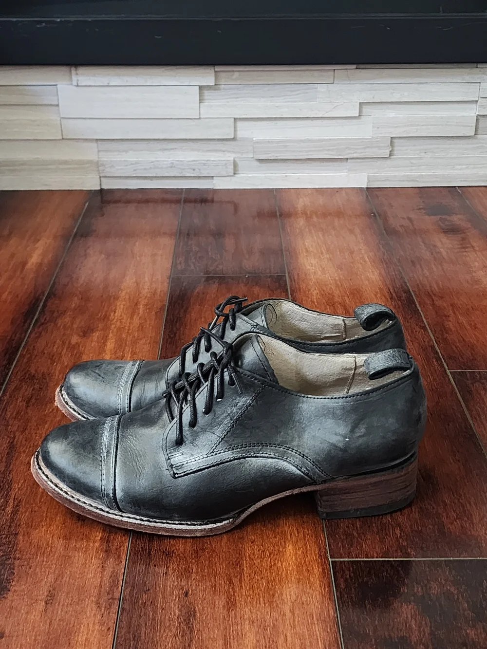 Freebird by Steven Mabel Black Leather Lace Up Oxford Shoes Size 10
